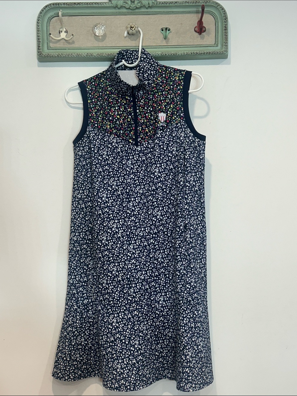 RLX Ralph Lauren Navy Floral Sleeveless Mini golf tennis Dress quarter zip Mediu